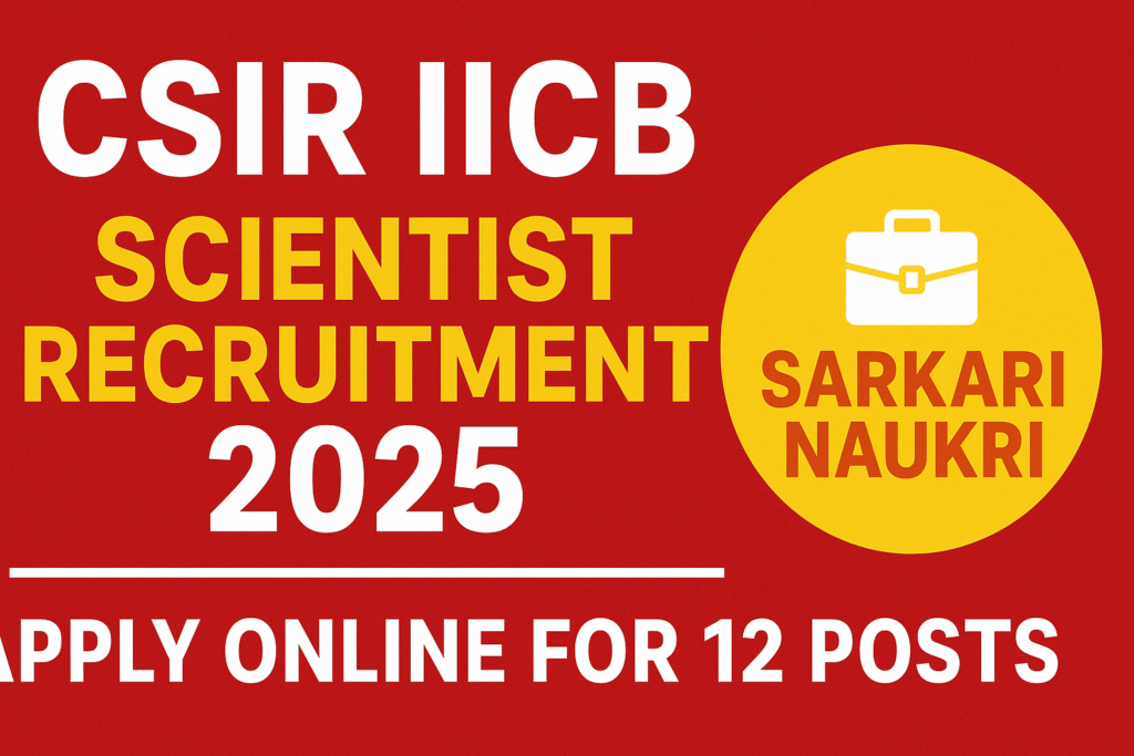 CSIR IICB Scientist Recruitment 2025 