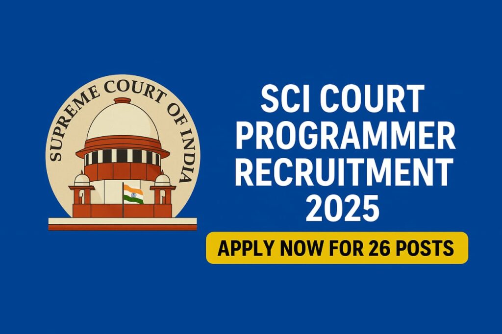 SCI Court Programmer Recruitment 2025, Supreme Court jobs 2025, SCI Junior Programmer vacancy, Senior Court Assistant 2025, sci.gov.in recruitment, Supreme Court IT jobs, BCA MCA programmer jobs, Sarkari Naukri 2025, Court government jobs 2025